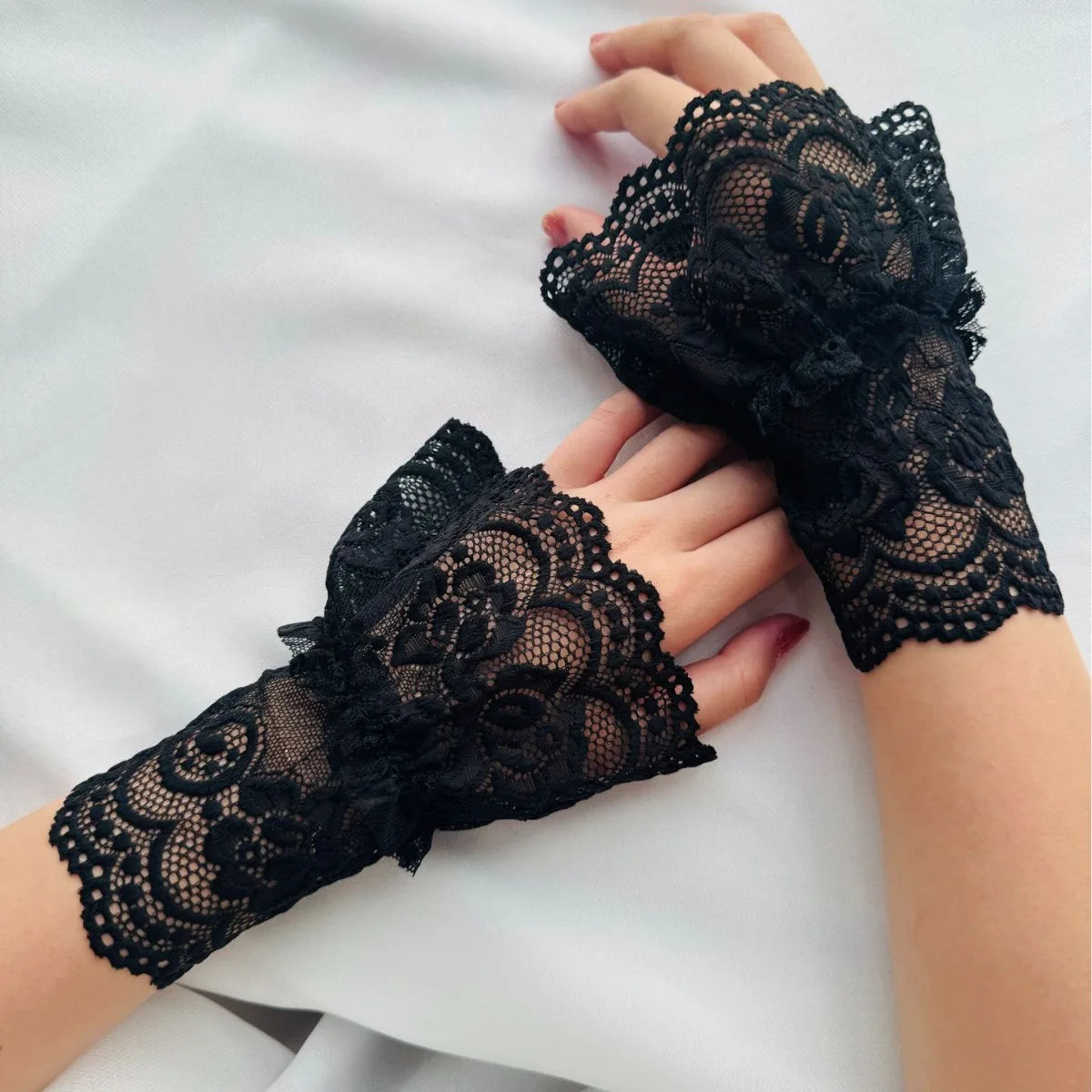 Mesh Lace Fake Sleeve Wrist Cuffs for Daily Wear Lolita Matching Dress Decor Sun Protection Sweet Styling