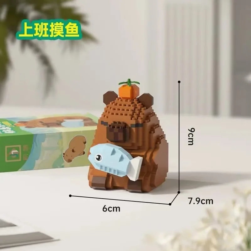 Lovely Cartoon Animals Capybara Micro Diamond Block Construction Model Building Bricks Educational STEM Toys For Kids Gift