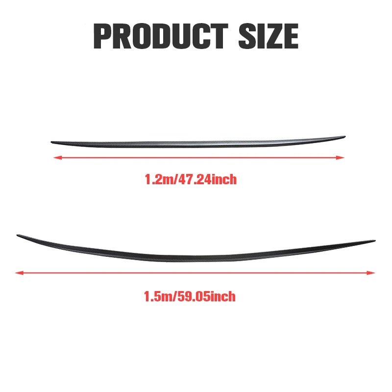 1.2M Universal Flexible PU Car Spoiler Lip Soft Rubber Roof Trunk Wing Sticker Trim Self-adhesive Bonnet Hatch Gate Decorative