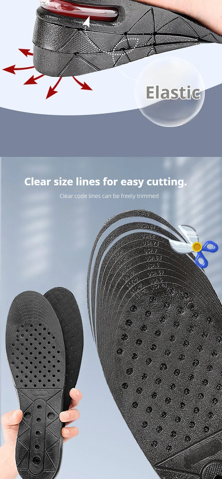 1Pair Height Increase Insole Feet Templates 3/5/7/9cm Variable Height Shoes Insoles Air-Cushioned Shock-Absorbing sports insole