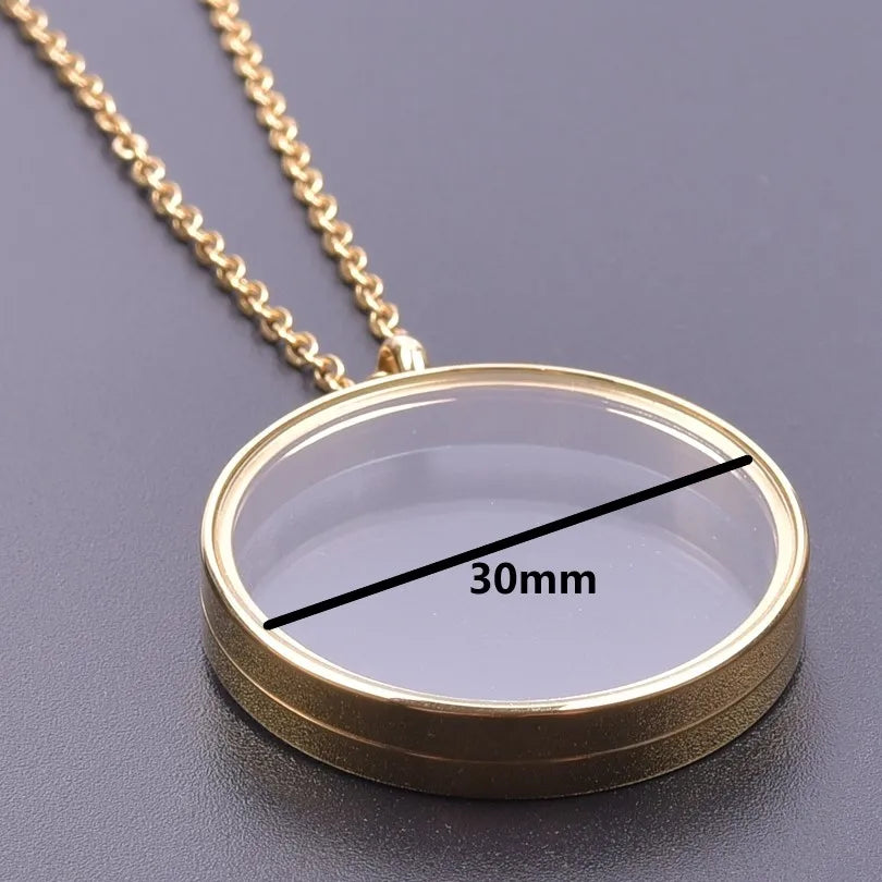 1Pc Inner Size 10-40mm Round Glass Memory Coin Holder Locket Pendant Necklaces Floating Living Relicario Collares Jewelry Bulk