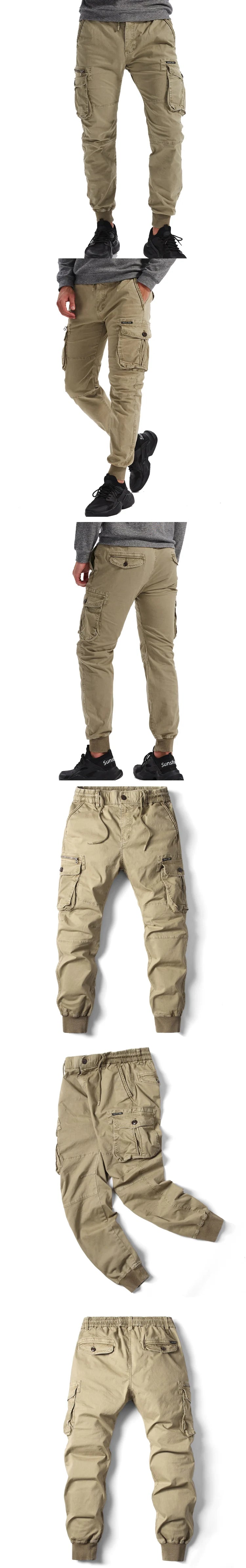 New Cotton Men Cargo Pants Khaki Casual Men Tactical Joggers Cargo Multi-Pocket Fashion Black Army Light gray Trousers Work Wear