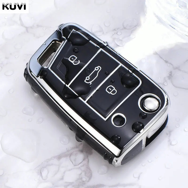 3 4 Buttons Car Key Case Cover Fob For VW Volkswagen Golf 7 MK7 Tiguan MK2 For SEAT Ateca Leon FR 2 Ibiza For Skoda Octavia A7