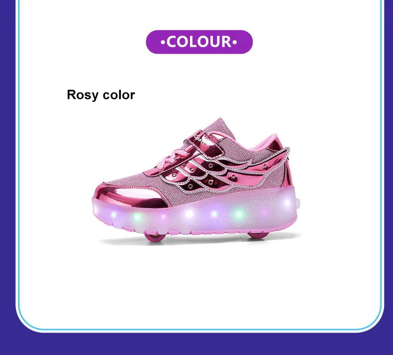 Sneakers Roller Shoes Outdoor Deformation Parkour Skates Dual-Use Children Girls Boys Adult Men Women Unisex Roller Skates