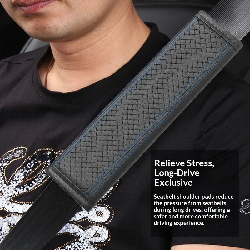 1PCS Car Seat Belt Protective Cover Anti-neck Strangling Skin-feel Leather Fine Hole Car Seat Belt Shoulder Guard Cover
