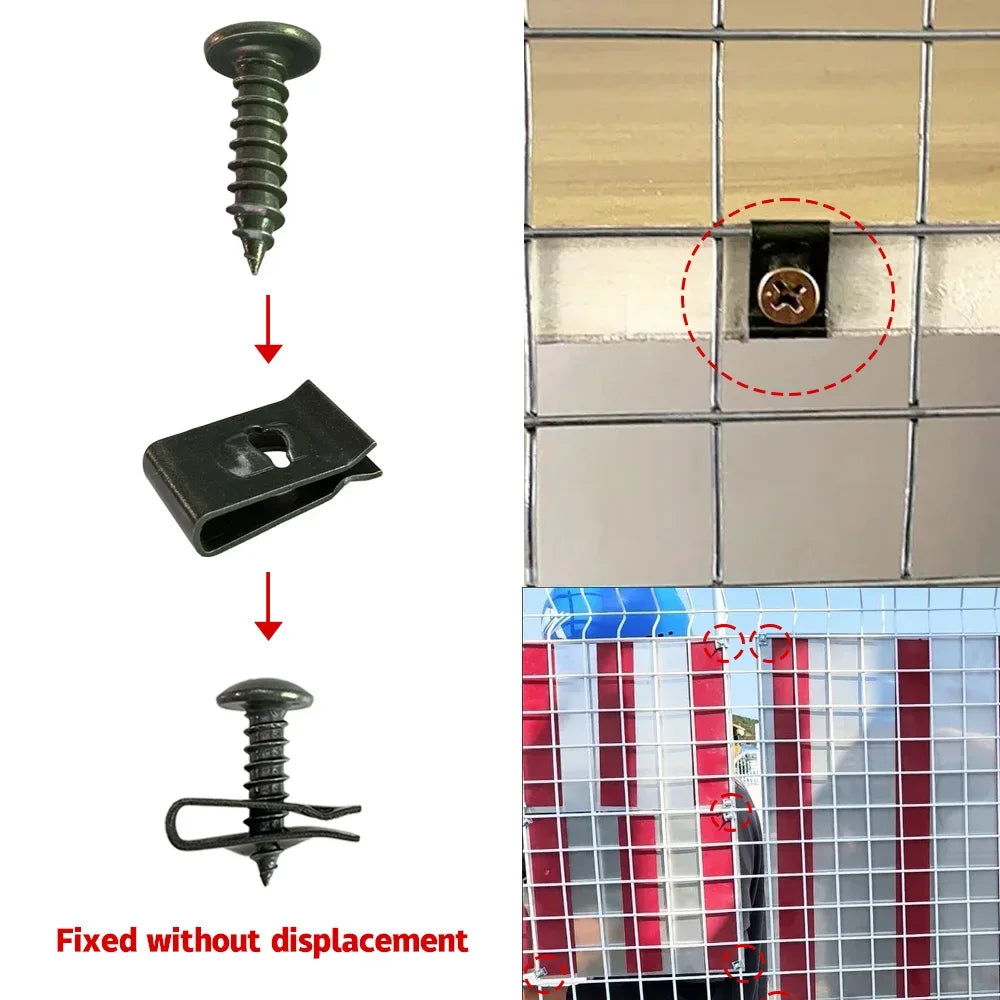 Car Fastener Clip U-Type Metal Screw Clips Kit for Undertray Splash Shield Guard Bumper Screws Auto Engine Cover Car Accessories