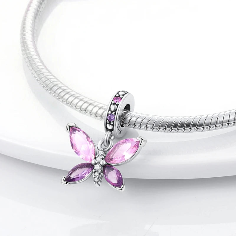 MULA Pink 925 Sterling Silver Charms Pendant Perfume Dreamcatcher Heart Love Beaded Fit Original Bracelet Women DIY Jewelry Gift