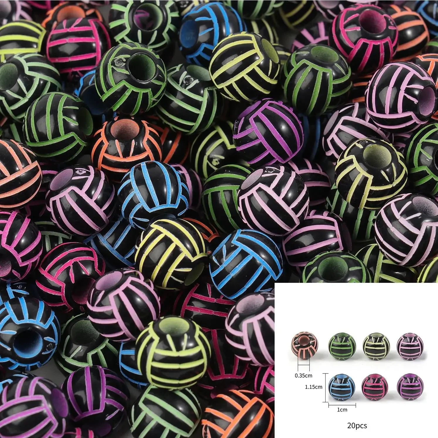 20/50Pcs Sport Basketball Baseball Tennis Beads Spacer Acrylic Beads For Making Bracelet Necklace DIY Craft Jewelry Supplies