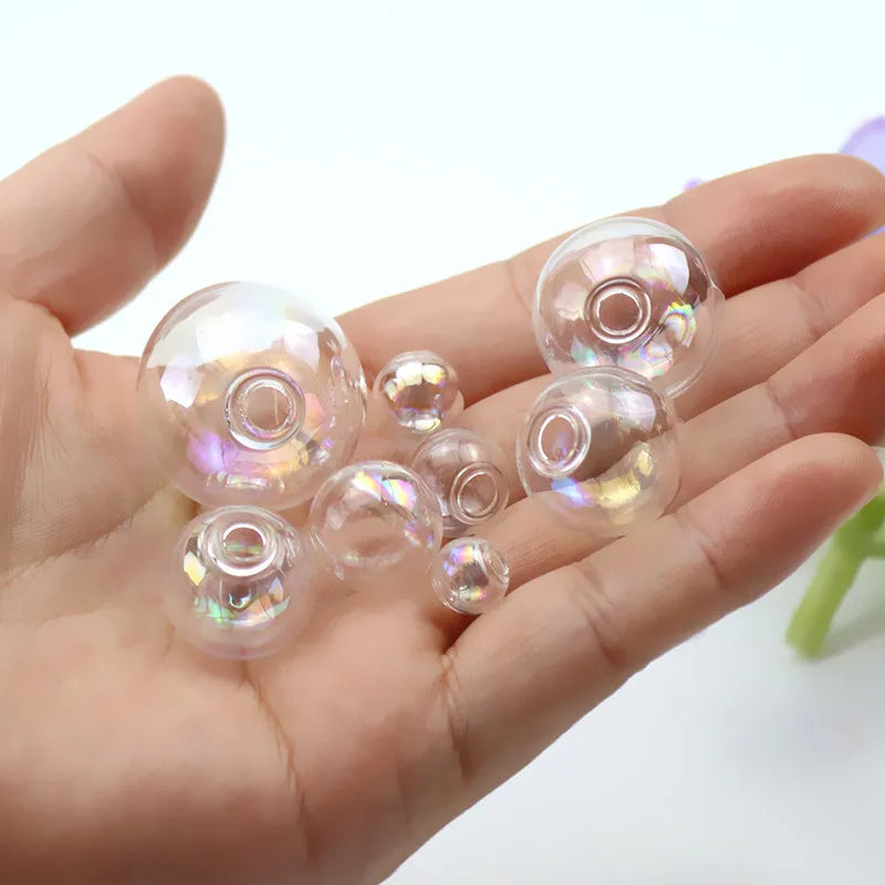 10piece 6-40mm Hollow Glass Ball With One Hole Round Bubble Vial Glass Globe Orbs Jewelry Findings Glass Locket Accessories