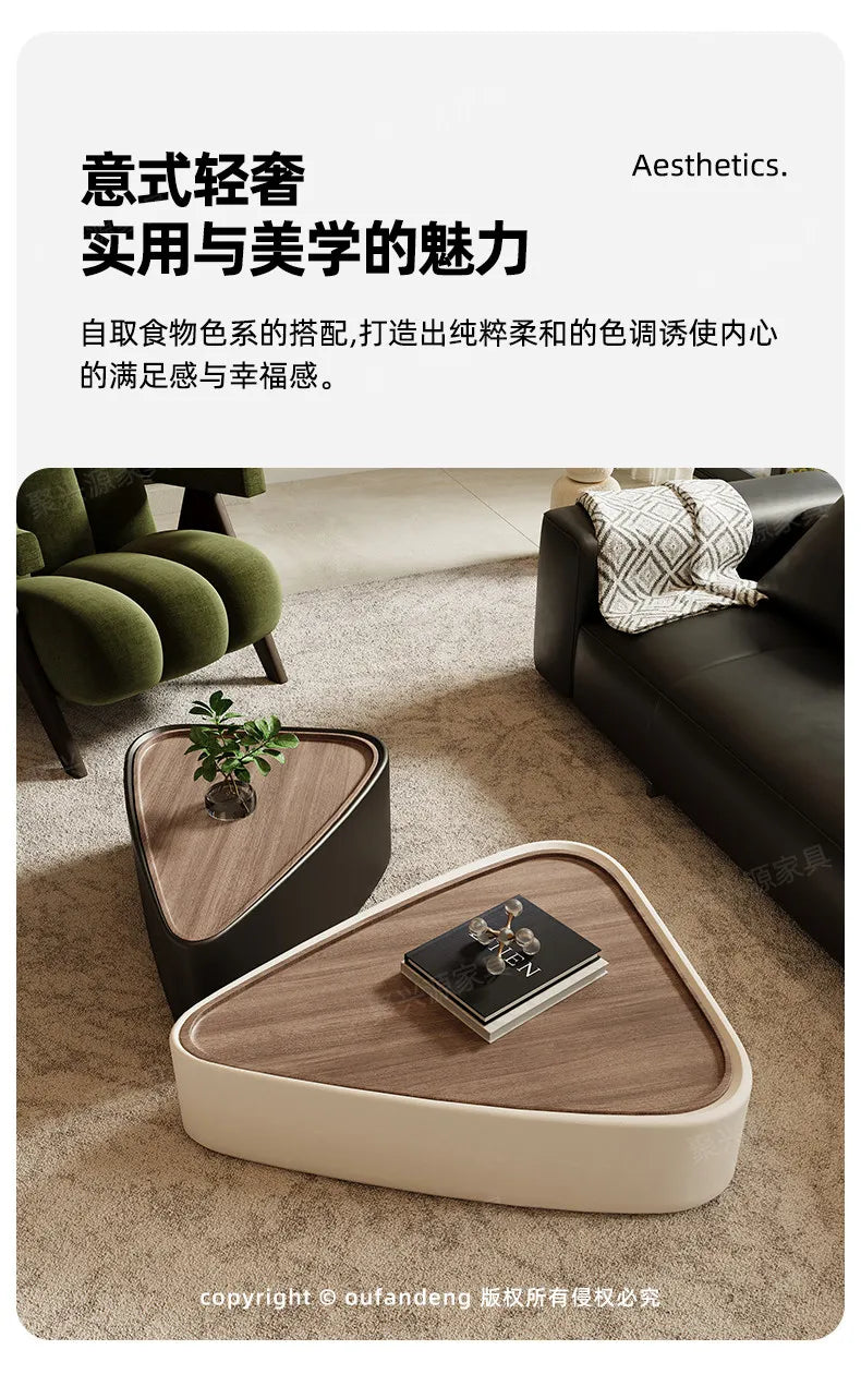 Coffee Table Living Room Small Space Luxury Cream Designer Simple Solid Wood Minimalist Storage Nordic Round Center Furniture