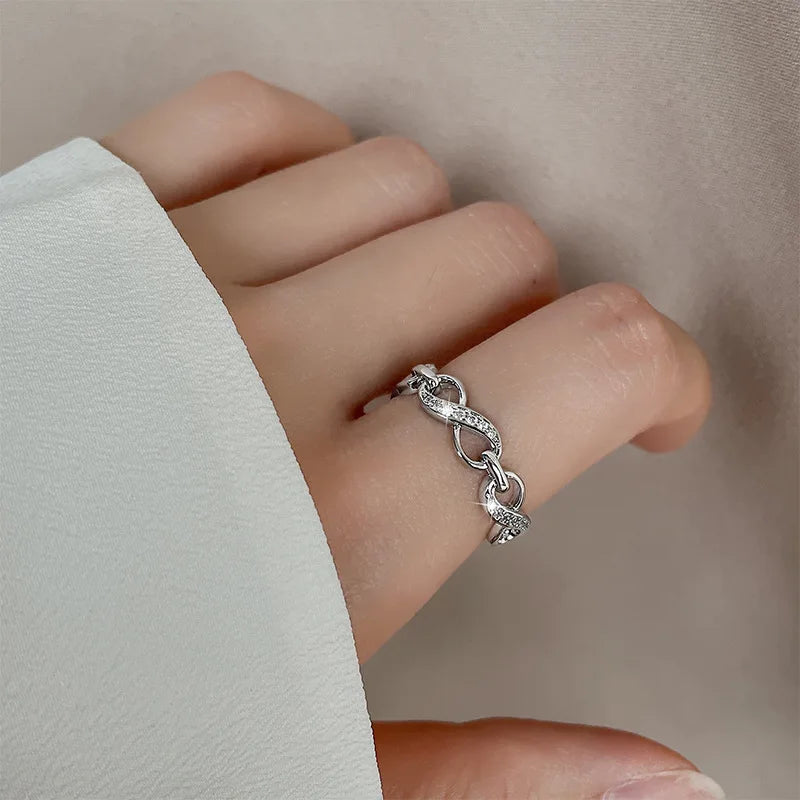 925 Sterling Silver Geometric Multilayer Round Bead Ring Female Fashion Punk Temperament Prevent Allergy Charm Jewelry