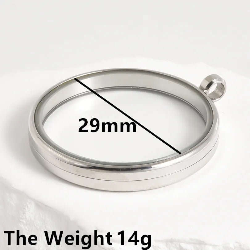 1Pc Stainless Steel Round Reliquary Photo Coin Holder Locket Pendant Openable Glass Cremation Urn Relicario Colgantes Jewelry