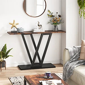 Tribesigns 110 cm Console Table Industrial Entryway Hallway Table  Living Room Furniture