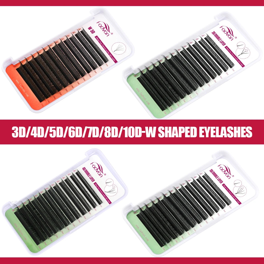 FADVAN YY/3D/4D/5D/6D W Shape Lashes M/C/D Curl Premade Volume Fans Faux Mink Eyelashes Brazilian Volume Natural Soft YY Lashes