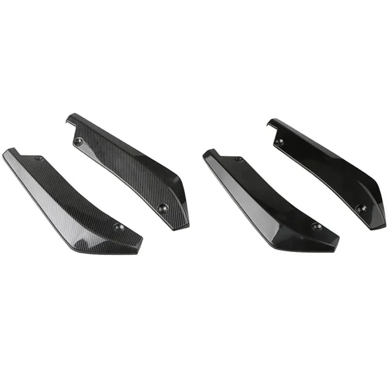 2pcs Universal Car Rear Bumper Lip Diffuser Splitter Spoiler Scratch Protector Black Carbon Fiber Rear Lip Wrap Angle Splitters