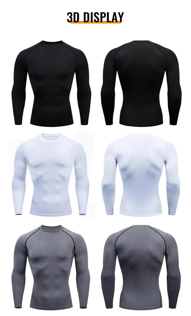 Compression Running Top Men Long Sleeve Shirt For Male Gym Clothing Quick Dry Sportswear Fitness Tee Training Workout Muscle Top