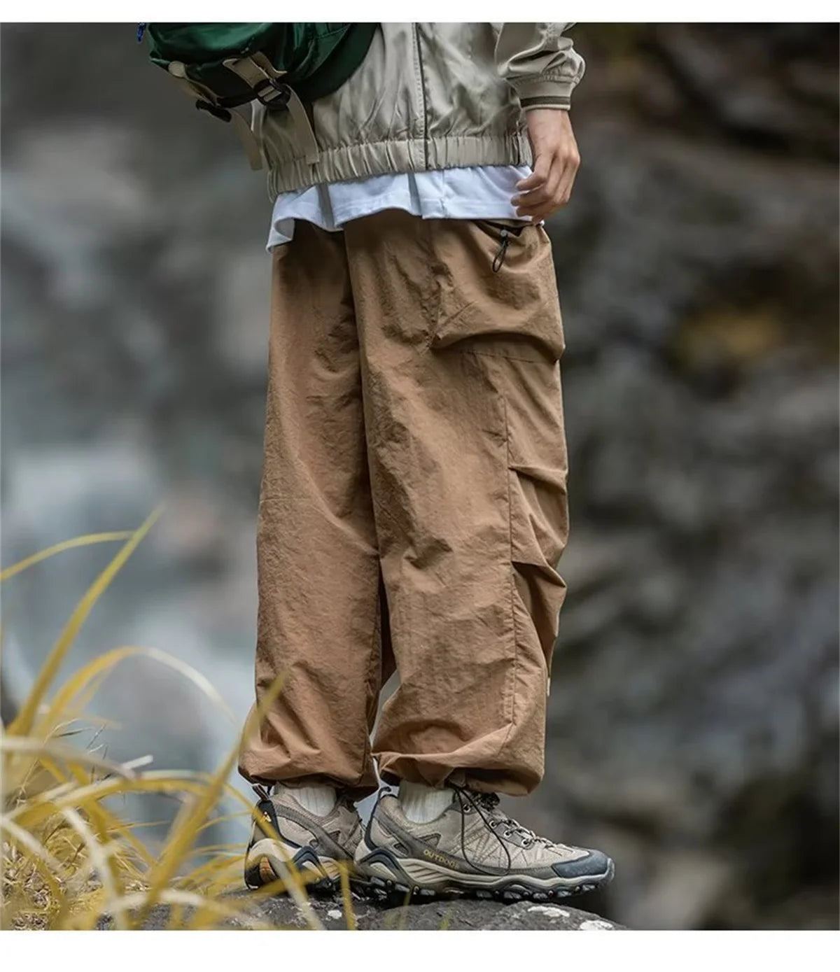 Men's Spring and Autumn New Waterproof Hip Hop Mountaineering Pants Casual Harajuku Work Pants Black Cargo Outwear Pants