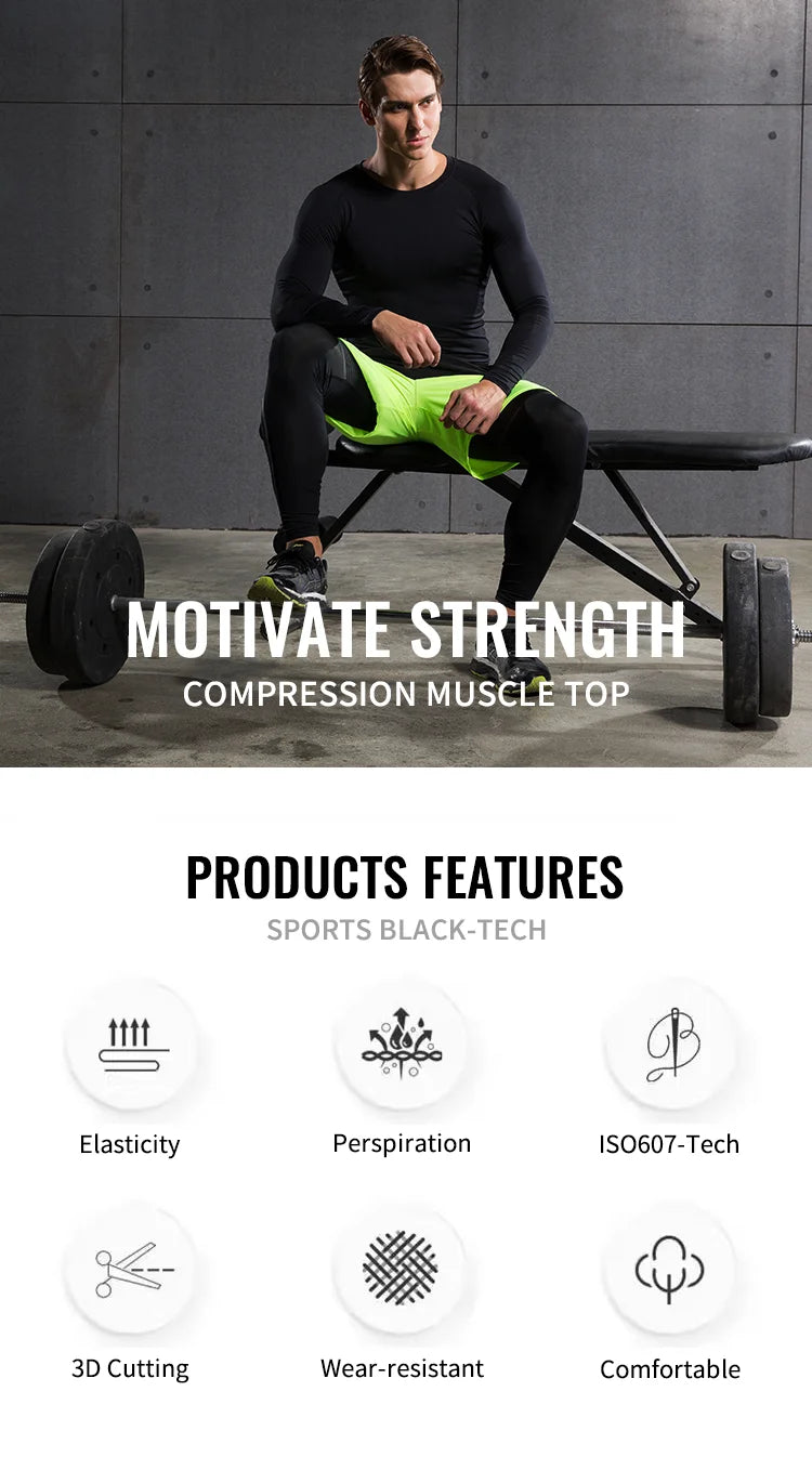 Compression Running Top Men Long Sleeve Shirt For Male Gym Clothing Quick Dry Sportswear Fitness Tee Training Workout Muscle Top