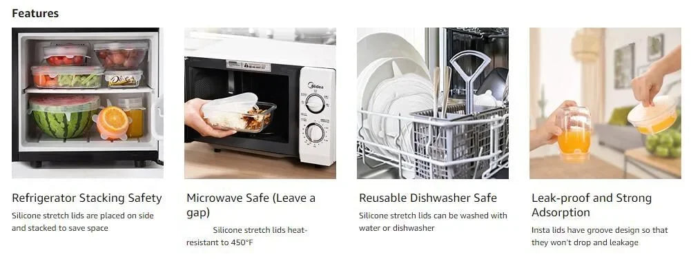 For Kitchen Accessories Plastic Adaptive Kitchen Storage Organization Container Adjustable Elastic Silicone Caps Refrigerator