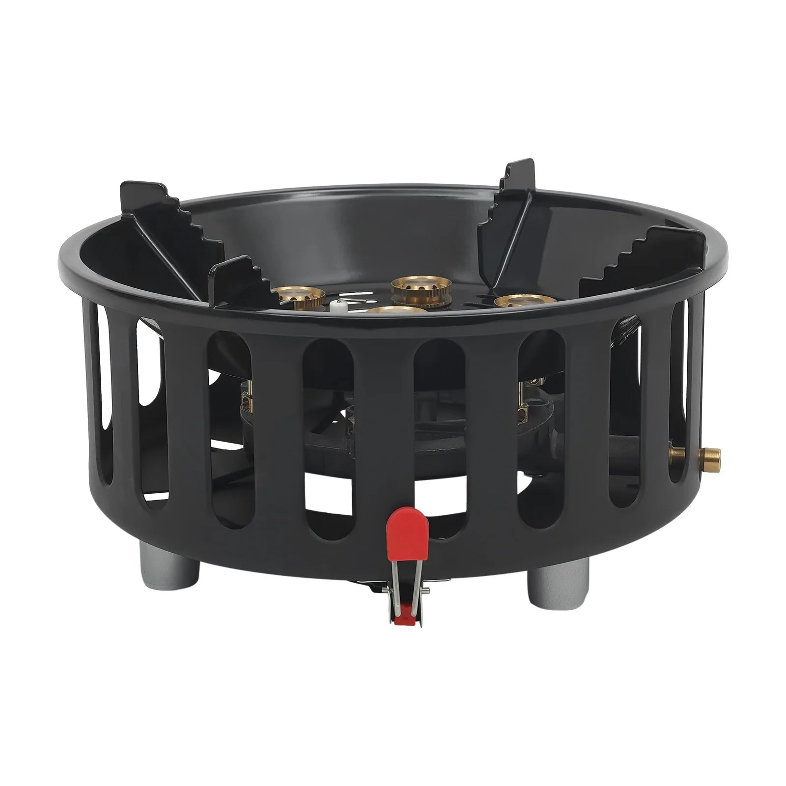 old-Rolled Steel Portable Camping Stove, 72000BTU 3-Adapter Gas Cooker, Windproof Design for Camping Hiking Picnic