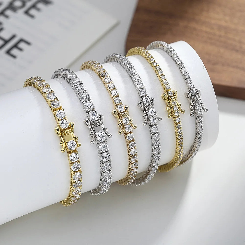 S925 Sterling Silver High Quality Fashionable  D Color VVS1 Full Moissanite Tennis Bracelet for Women Wedding Engagement Jewelry