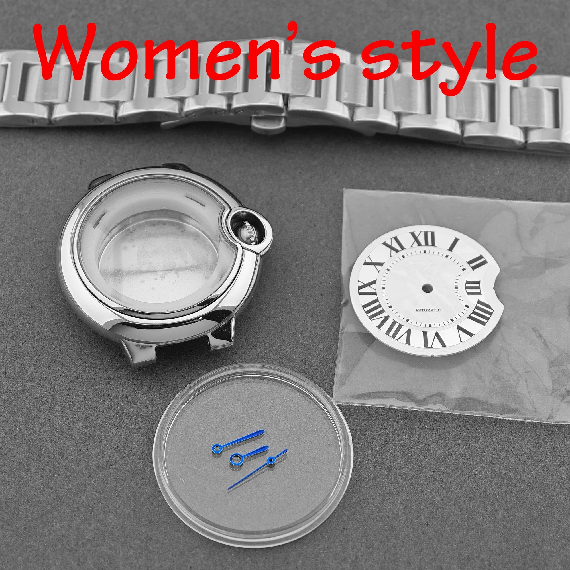 Watch case set Couple-style sizes 42mm/32.8mm stainless steel material suitable for Miyota 8215 / ST6 movements butterfly clasp