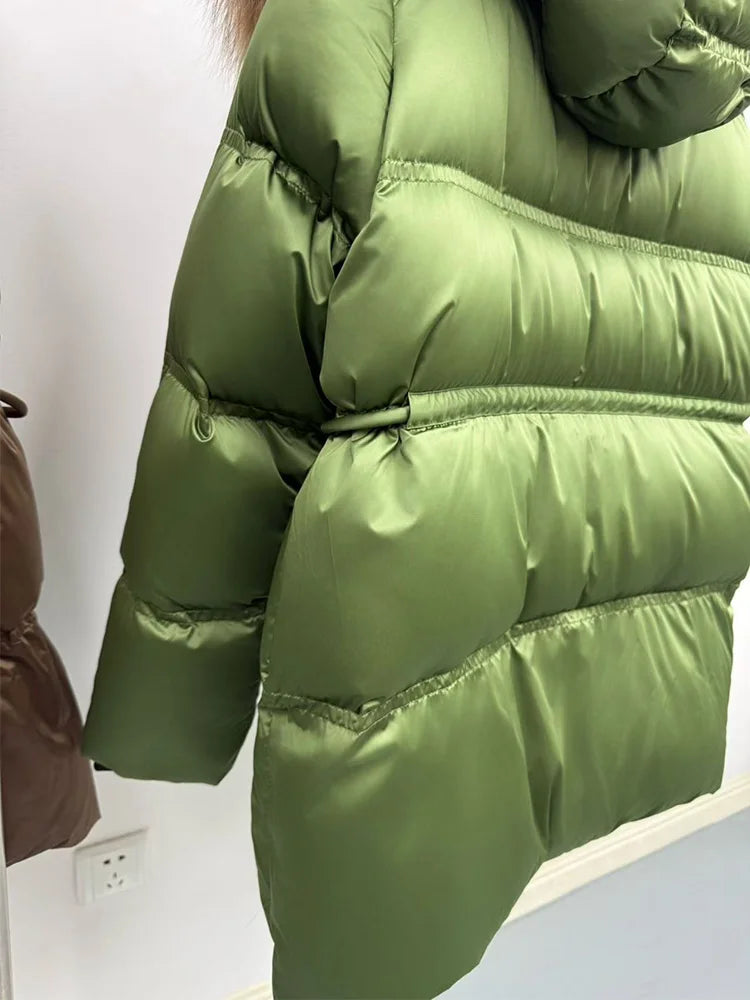 Winter Real Fox Fur Collar Hooded Thick Goose Down Jacket Natural Coat Women Female Outwear Luxury Warm Russia Puffer Jackets