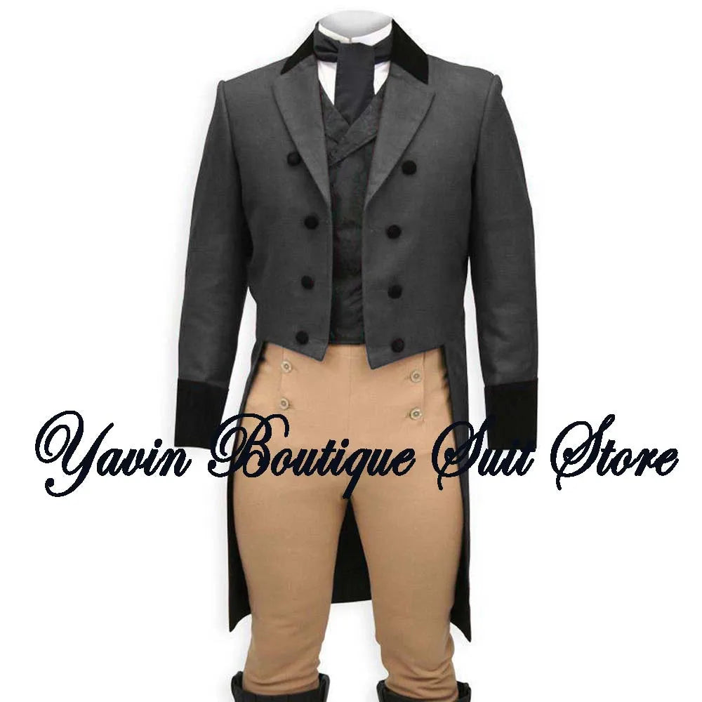 Men's 3 Piece Suit Swallow Tailed Coat Slim Fit One Breasted Tailcoat for Wedding Prom Dinner Party Blazer Pants Set