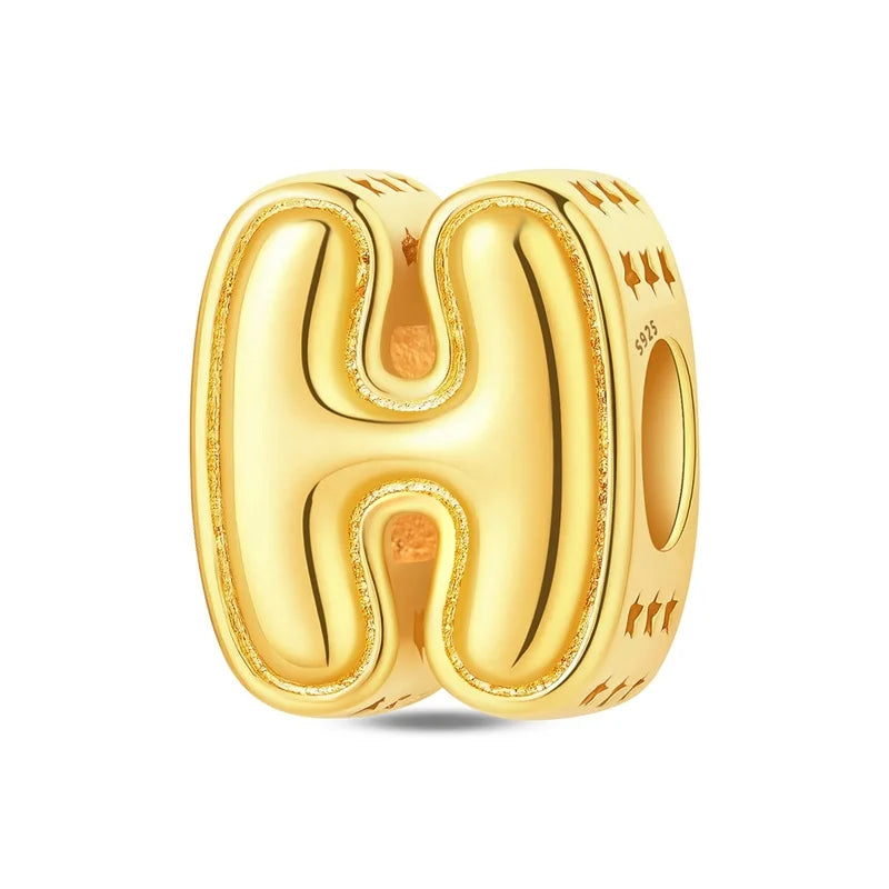 New Hot Sales 925 Sterling Silver 26 Golden Letters Charms Bead Fit Original Bracelet DIY Women Birthday Jewelry Gifts