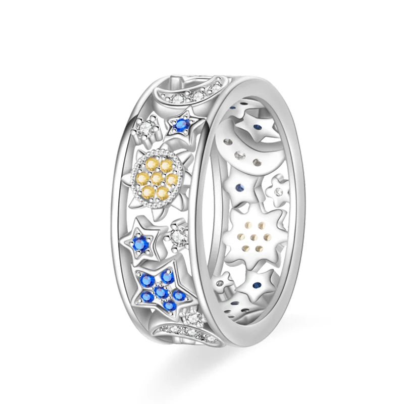 Rings For Women 925 Silver Size 6-9 Ocean Flower Sun Butterfly Heart Hollow Ring Fit For Engagement Weddings Fine Jewelry Gifts