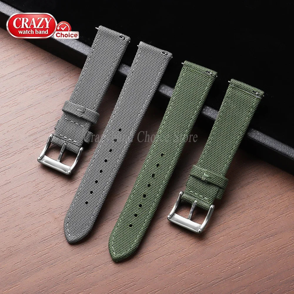 20mm 22mm Waterproof Sailcloth Watch Strap Two-Sided Nylon Watchband Quick Release Band Universal Sport Belt for Men Bracelet