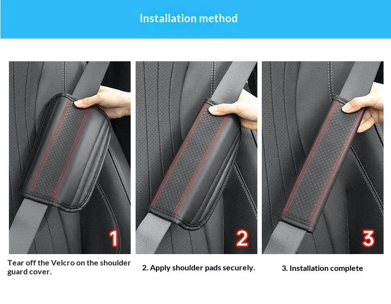 1PCS Car Seat Belt Protective Cover Anti-neck Strangling Skin-feel Leather Fine Hole Car Seat Belt Shoulder Guard Cover