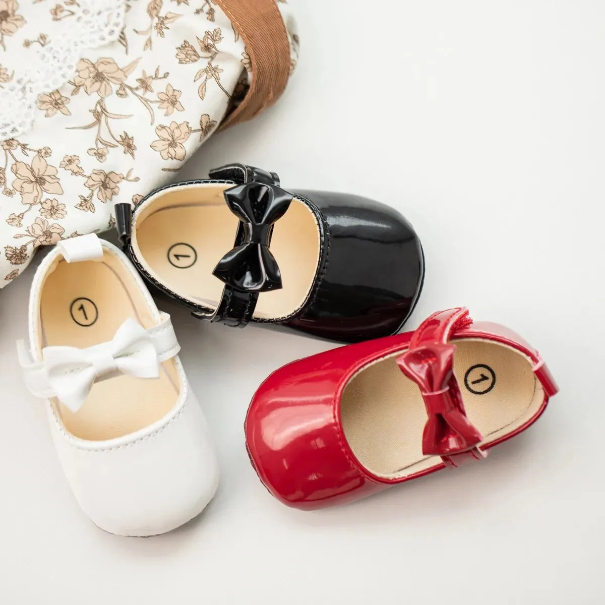 Meckior Baby Girls Shoes Bowknot Princess Dress Shoes PU Anti-slip Soft Sole Infant First Walkers Newborn Crib Baby Shoes