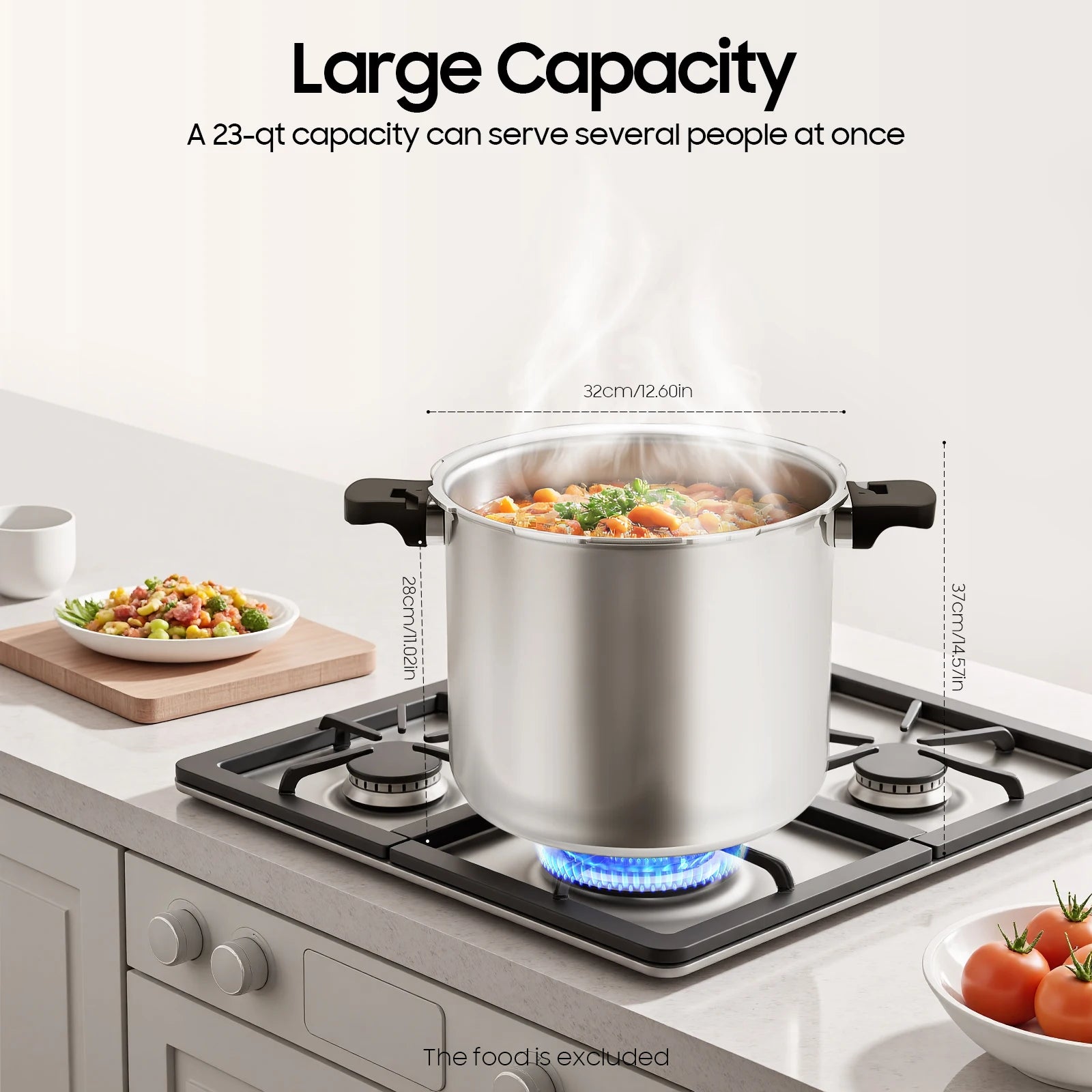 22L Thickened Explosion-Proof Pressure Cooker with Pressure Gauge and Safety Valve for Gas Stoves, Electric Ceramic Stoves