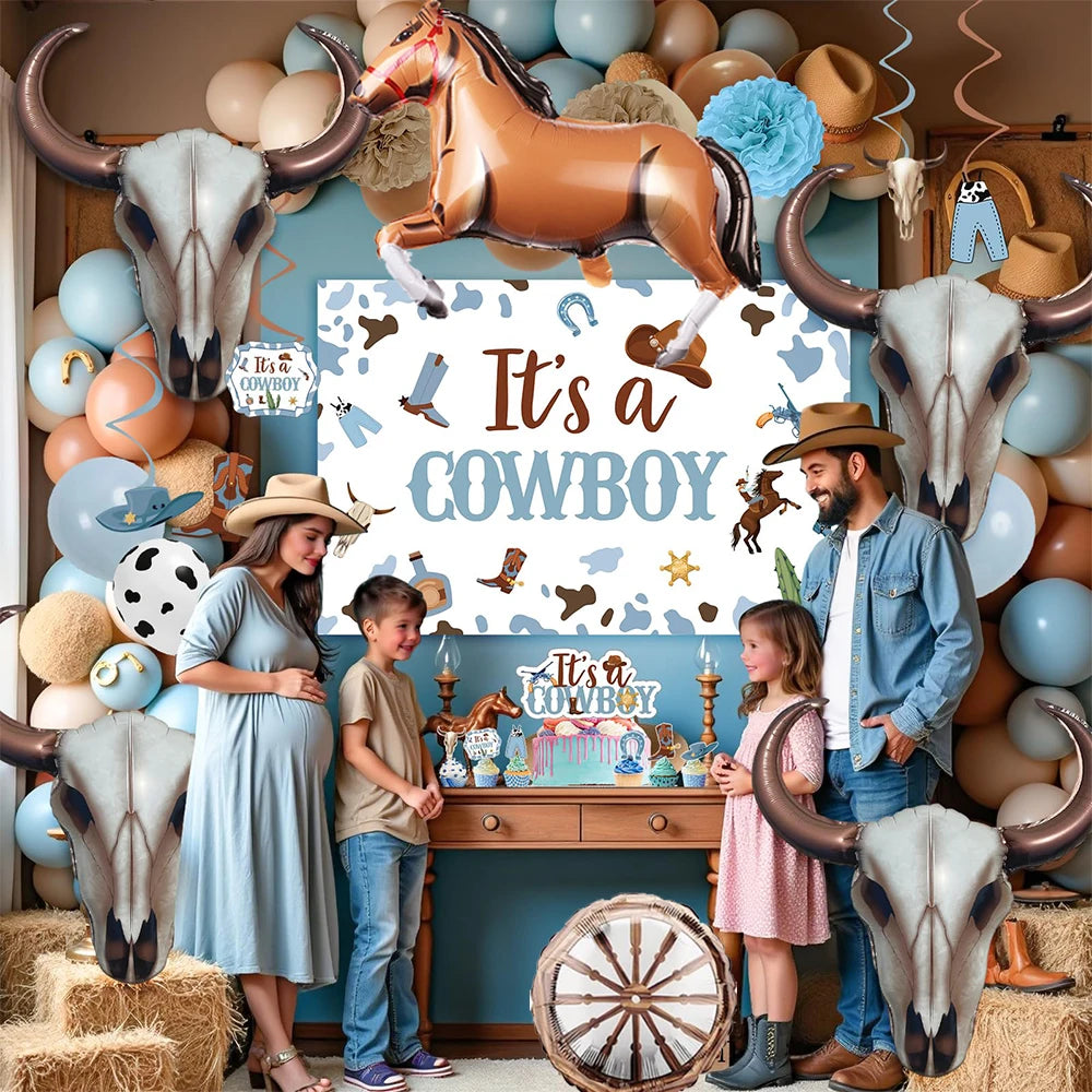 Western Cowboy Theme Party Decoration Foil Horse Balloon Horse Boots Hat Wheel Balloons Cowboys Cowgirls Birthday Party Supplies