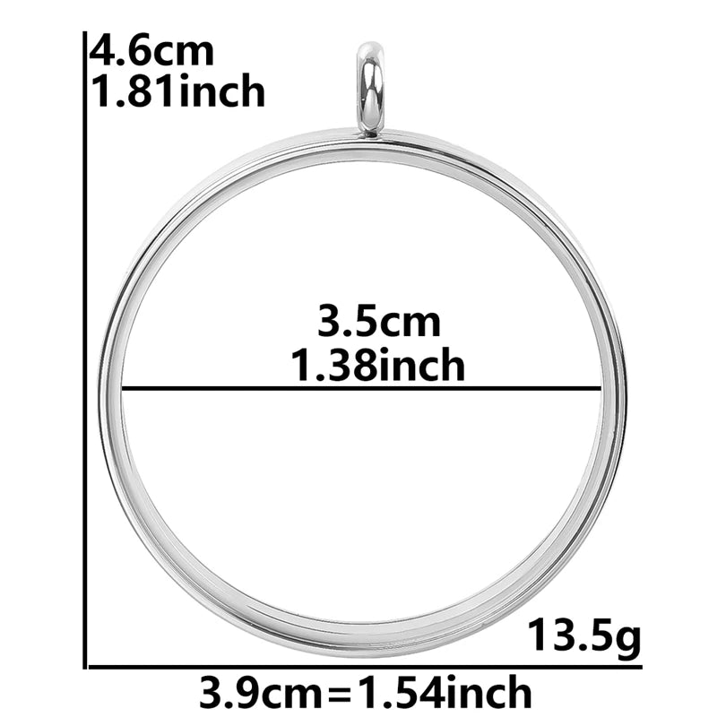 1Pc Stainless Steel Round Reliquary Photo Coin Holder Locket Pendant Openable Glass Cremation Urn Relicario Colgantes Jewelry