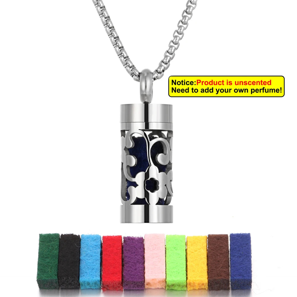 New Stainless Steel Aromatherapy Hollow Out Pendant Angel Wings Pattern Perfume Lockets Essential Oil Diffuser Necklace Jewelry
