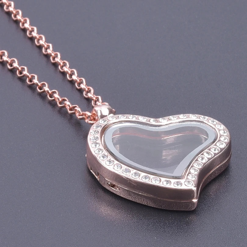 1Pc Trendy Sweet Love Glass Reliquary Photo Locket Pendant Necklaces Goth Heart Cremation Ashes Urn Relicario Collares Jewelry