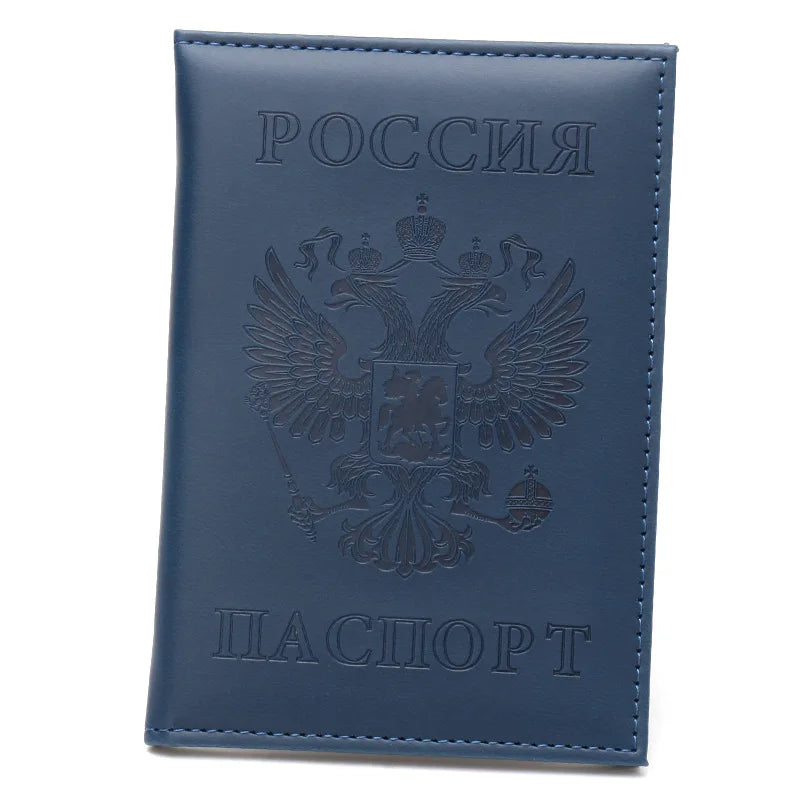 Russian Passport Holder Leather Cover Wallet Travel ID Card Holder