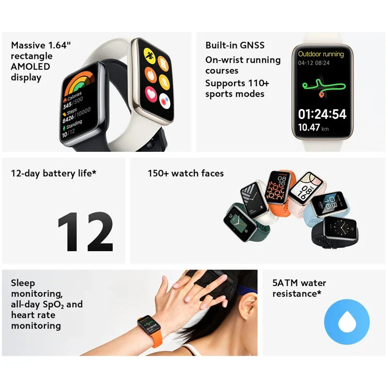 Original For Xiaomi Smartwatch Mi Band 7 Pro 1.64-inch AMOLED Screen Blood Oxygen Monitoring  Version Global