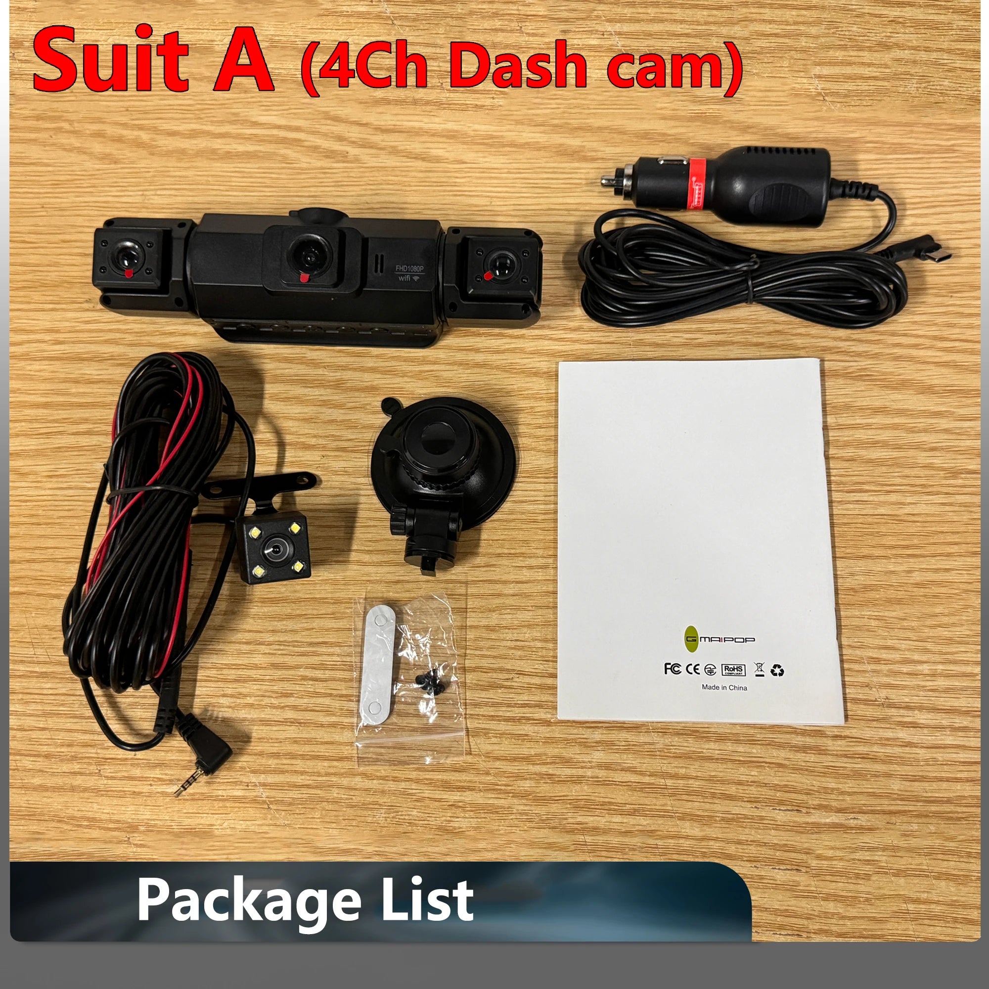 Dashcam for Cars 4 Channel Black Box WiFi Driving Camera FHD 1080P Night Vision Loop Recording Add Hardwire Kit Car Accessories