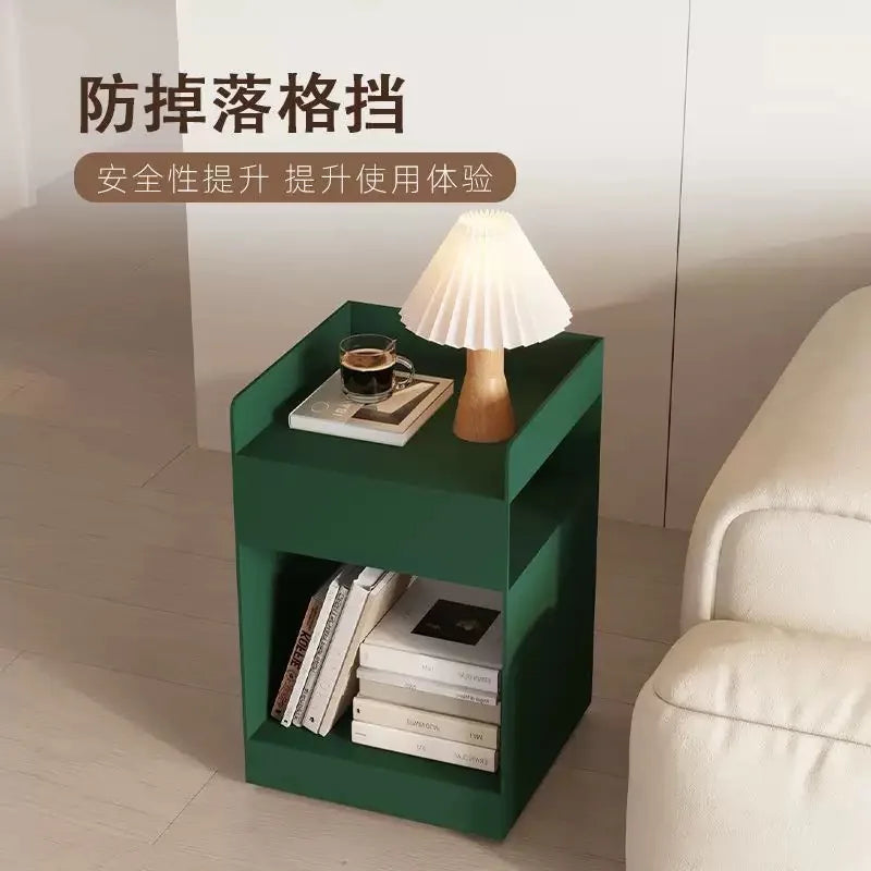 Recessed Bedroom and Living Room Bedside Table Storage Cabinet Multi-Functional Bedside Cabinet Storage Unit with Wheels
