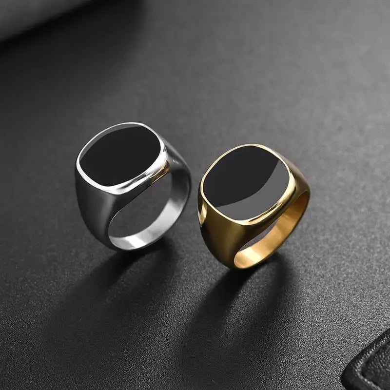 Jiayiqi Men'S Ring Punk Rock 316L Stainless Steel Signet Ring For Men Hip Hop Party Jewelry Male Wedding Gift Custom accept