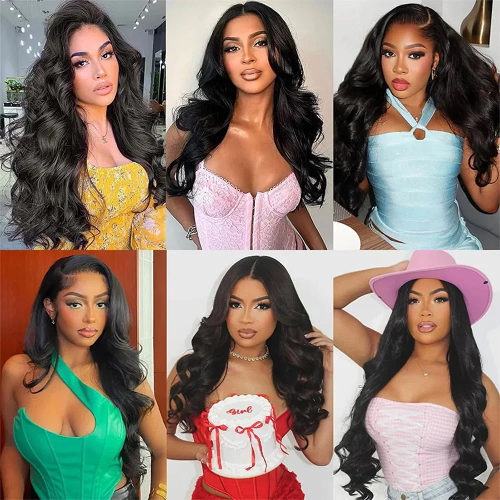 200% Density 13x6 Body Wave Lace Front Wigs Human Hair Pre Plucked For Black Women HD Transparent Glueless Lace Frontal Wigs