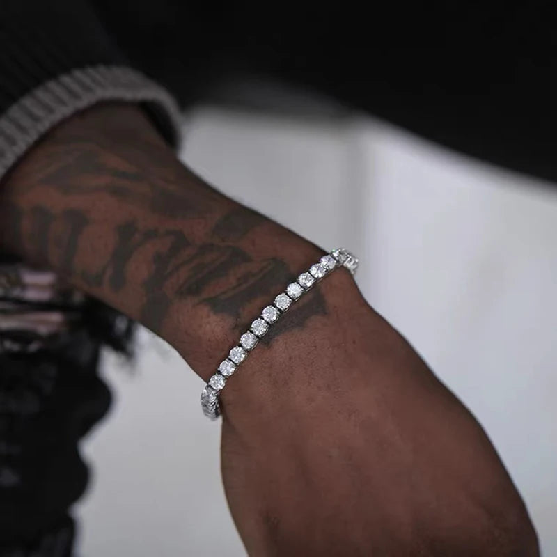 Hip Hop Iced Out 3/4/5mm Crystal Tennis Bracelet for Men Homme Punk Zirconia Women's Chain on Hand Streetwear Trendy Jewelry