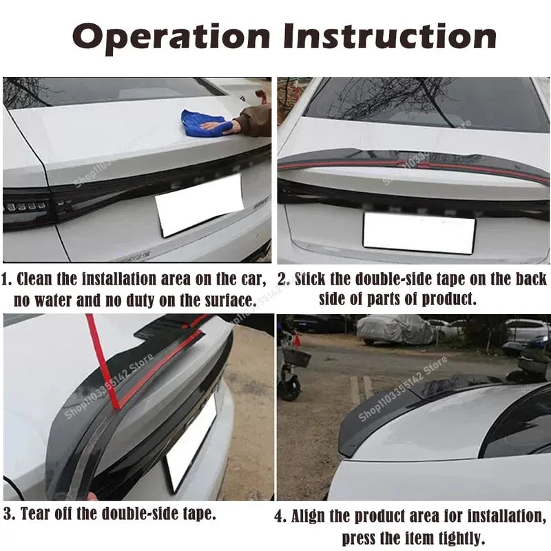 Universal 3pcs Sedan Rear Trunk Tail Rear Wing Spoiler 46.06-50.0inch Adjustable DIY Refit Boot Wings Spoiler Car Accessory