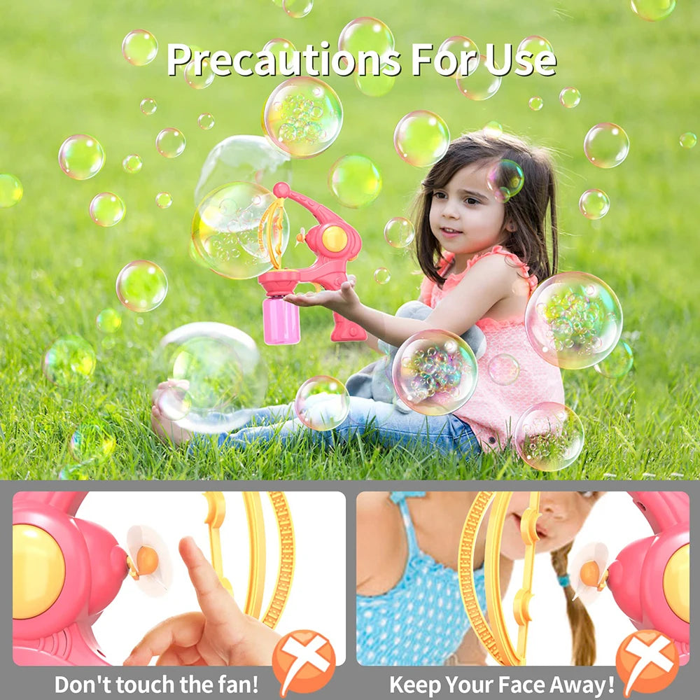 Blowing Large Bubbles Automatic Bubble Gun with Liquid Toys Soap Machine Outdoor Party Play Toy for Kids Birthday Surprise Gifts