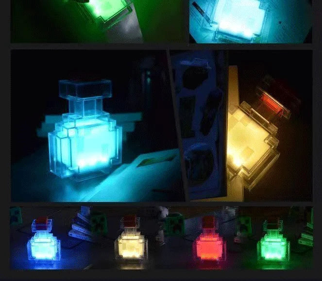 Rechargeable Night Light 7 Color Liquid Medicine Bottle Pixel Wind Peripheral Design Game Toy Bedroom Decoration Lamp Kids Gifts