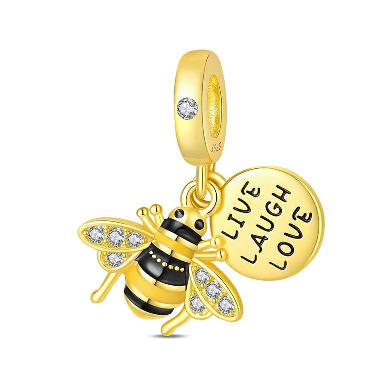 Hot Sales 925 Sterling Silver Golden Series Charms Beads Cross Devil's Eye Bow Charms Pendant Fit Original Bracelet DIY Jewelry
