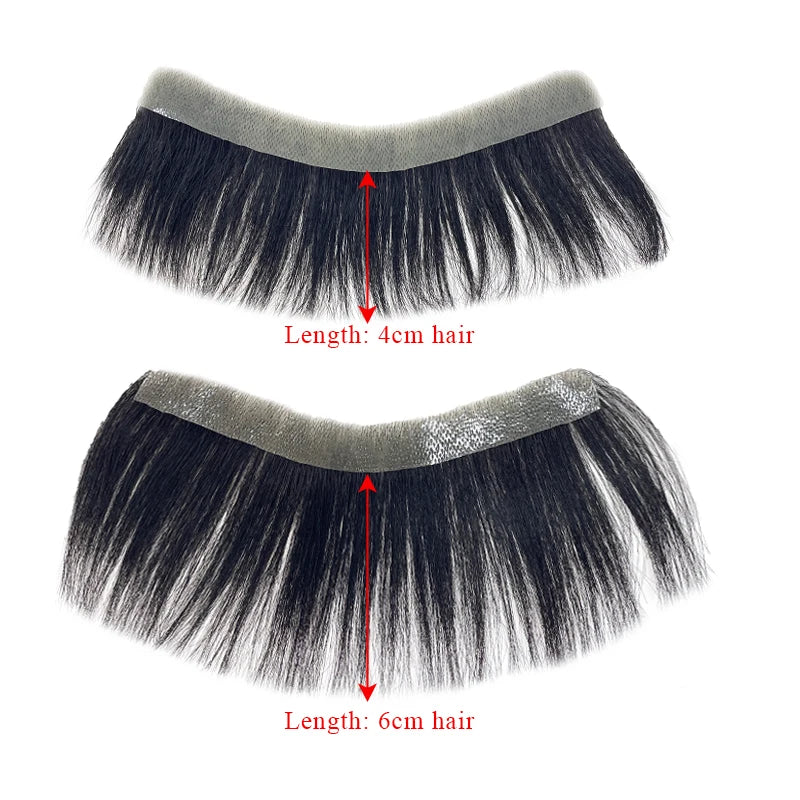 100% Human Hair Men PU V Loop Front Toupee Carefully Prune Natural Hairline Wigs Remy Hair Replacement Straight Hairpiece